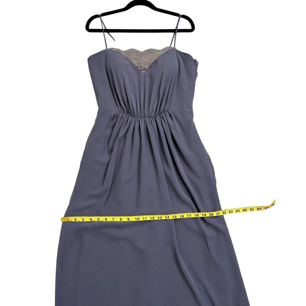 JENNY YOO Charcoal Gray Evening Maxi Dress with Spaghetti Straps Size 10 - Picture 11 of 12